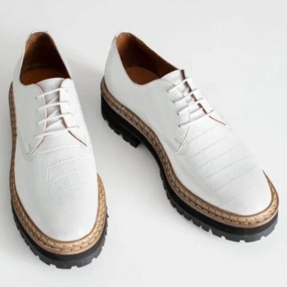& Other Stories Platform Leather Croc Oxfords - Picture 14 of 16